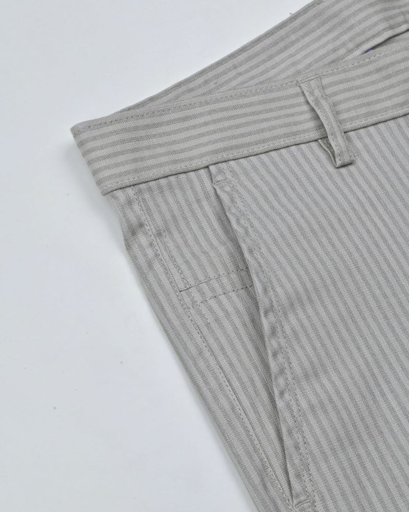 Dusty Cream Mini stripes - 2 way stretch - COTTON PANT