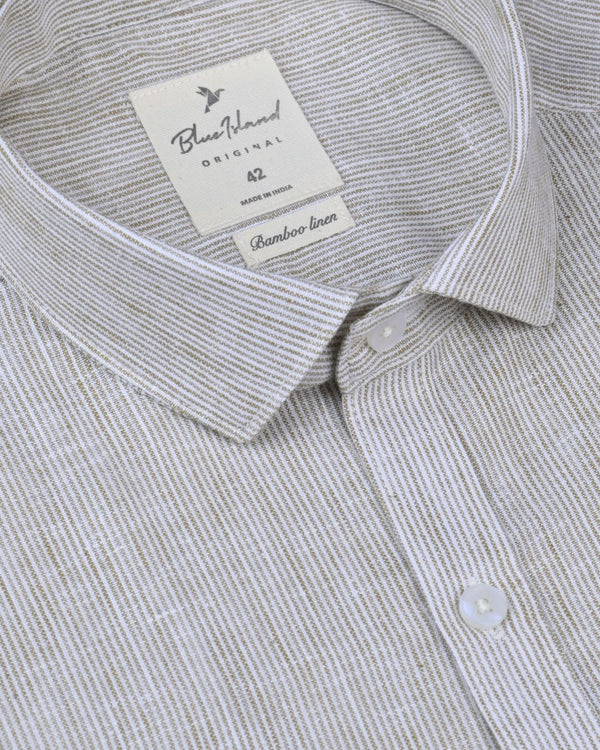 White Grid Stripes -Full-Bamboo Linen