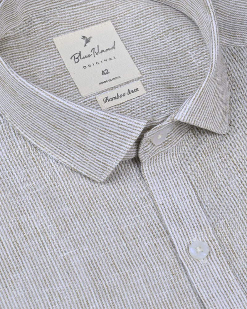White Grid Stripes -Full-Bamboo Linen