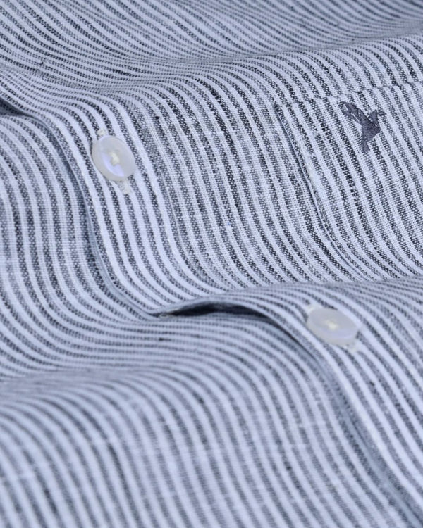 Black Grid Lines -Full-Bamboo Linen