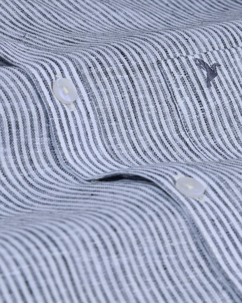 Black Grid Lines -Full-Bamboo Linen