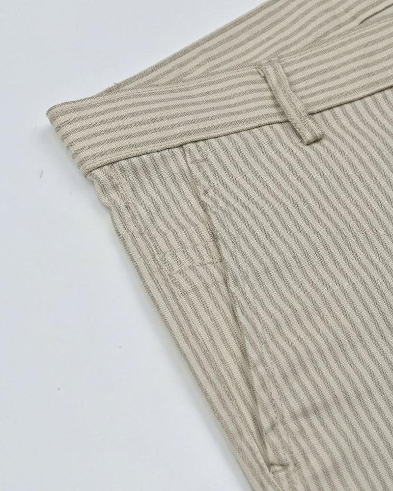 Cream Mini stripes - 2 way stretch - COTTON PANT