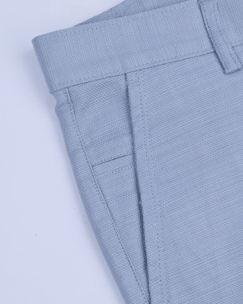 Textured Bluish Grey - 2 way stretch - COTTON PANT
