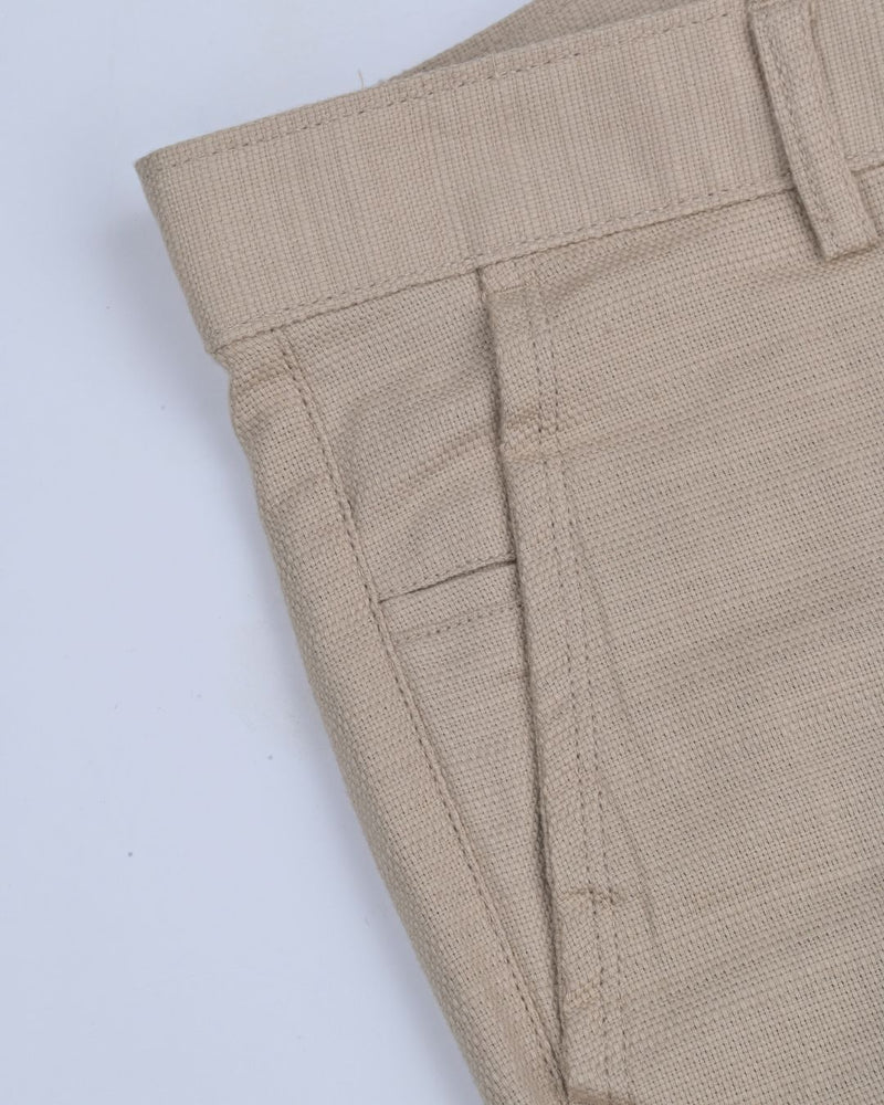 Textured Dark Cream - 2 way stretch - COTTON PANT