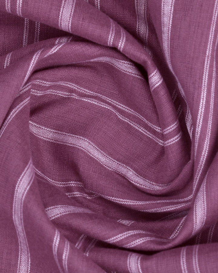 Mauve Rose Vertical Stripes -Full-Cotton Linen Shirt
