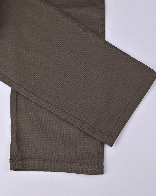 Dark Brown Steel Printed - 2 way stretch - COTTON PANT