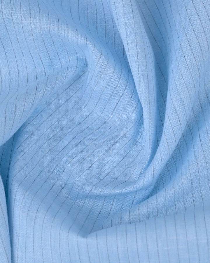Cool Blue Mini Stripes -Full-Bamboo Linen