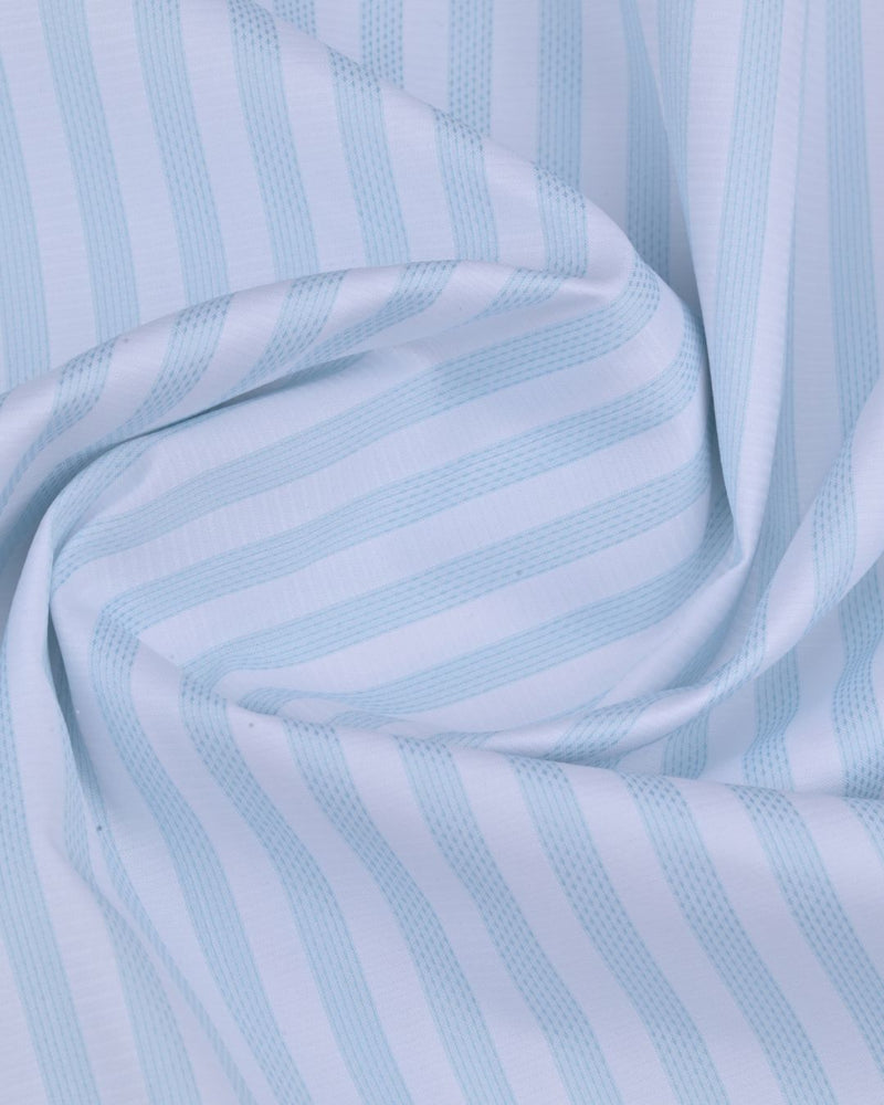 Blue Grid on White Stripes - Full-Cotton Rich