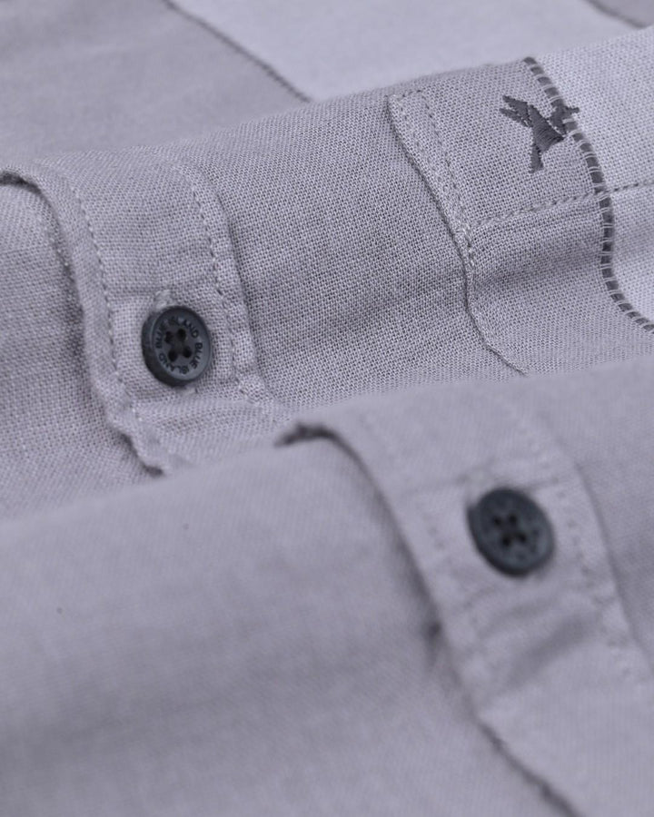 Silver & Grey Stripes-Full-Cotton Linen Shirt