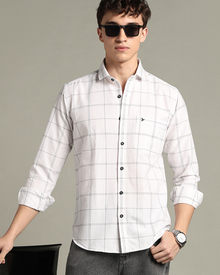 White Double Line Checks -Full-Stain Proof