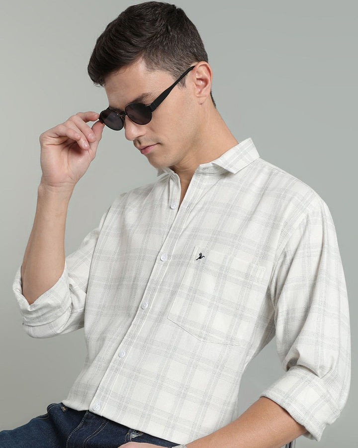 Cream Dotted Line Checks -Full-Stain Proof