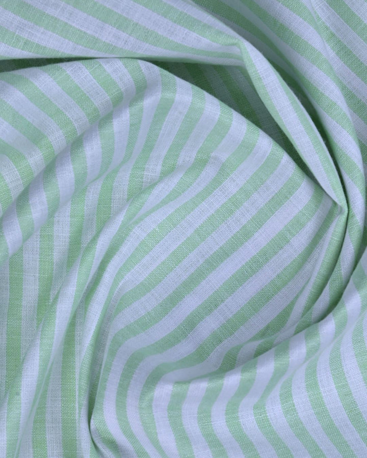 Mini Green & White Stripes -Full-Bamboo Linen