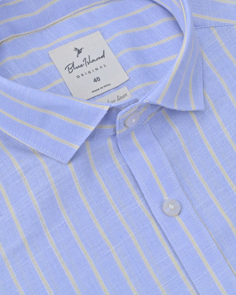 Bold Blue Stripes -Full-Bamboo Linen