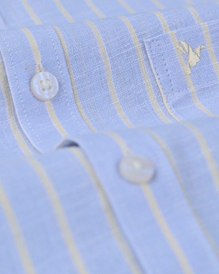 Bold Blue Stripes -Full-Bamboo Linen