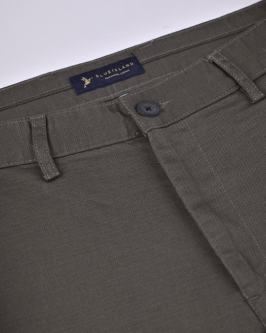 Olive Steel Printed - 2 way stretch - COTTON PANT
