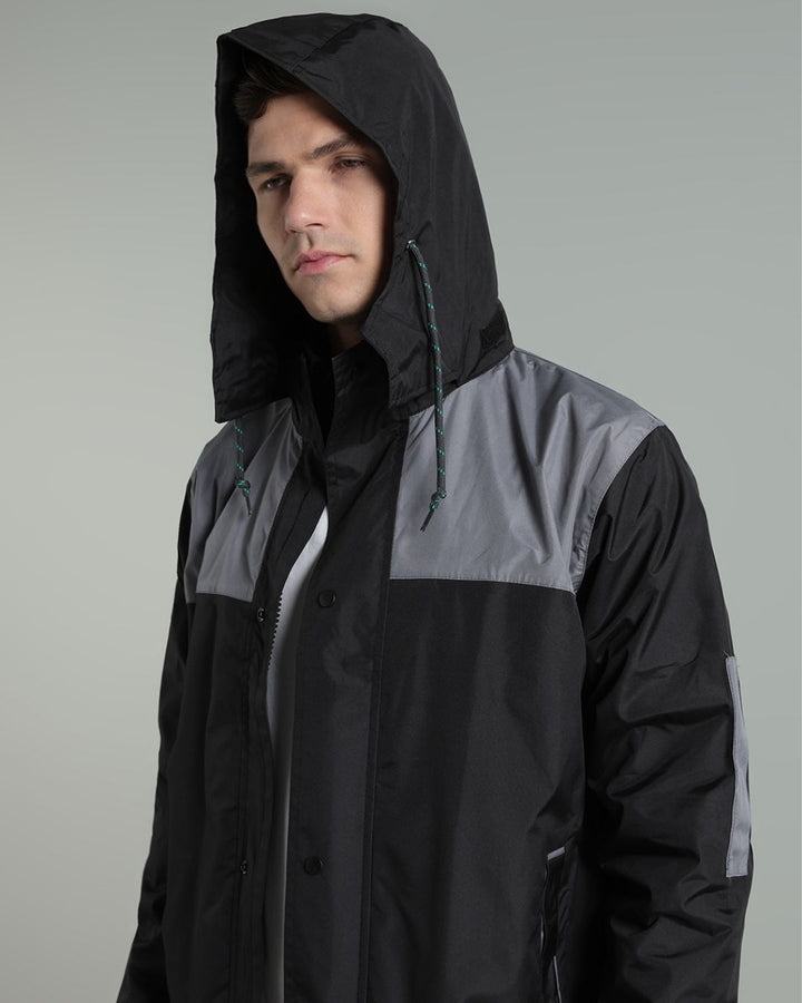 Black with Grey Shoulder Panel - Rain Jacket with Pant