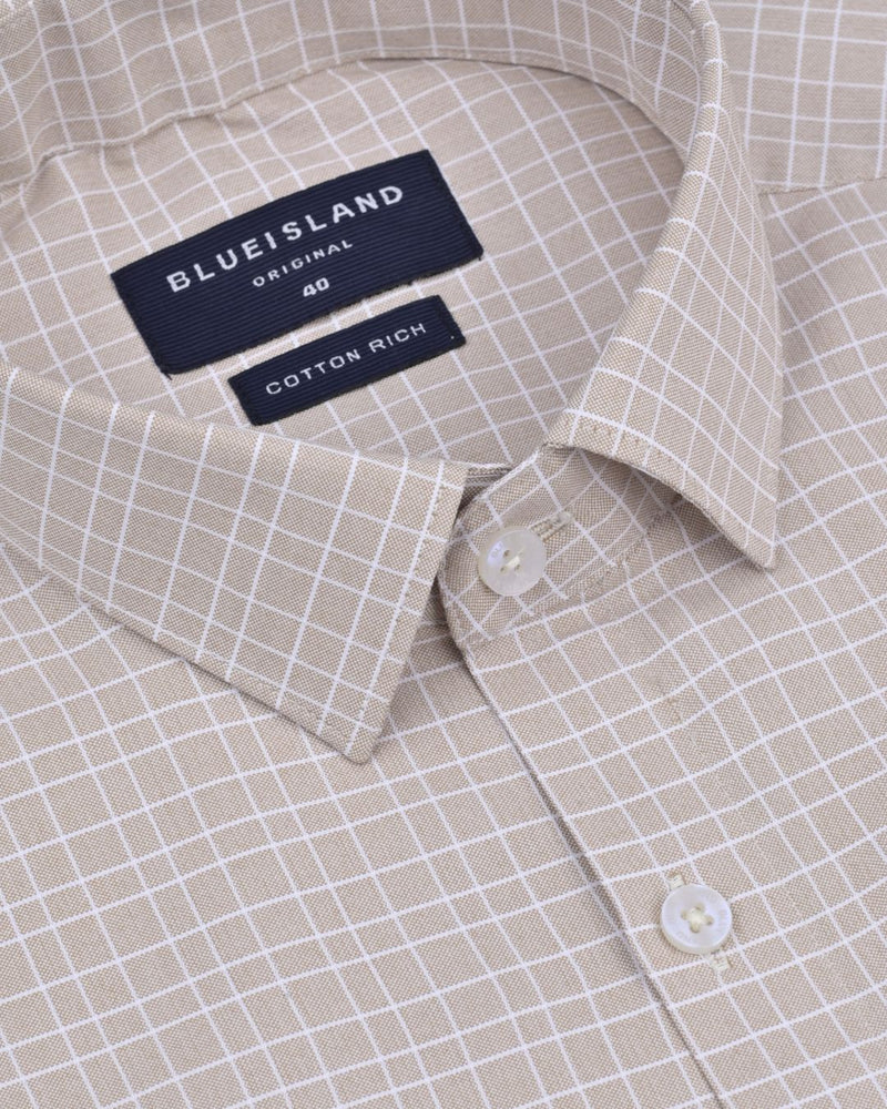 Sandal Brown & White Line Checks - Full-Cotton Rich