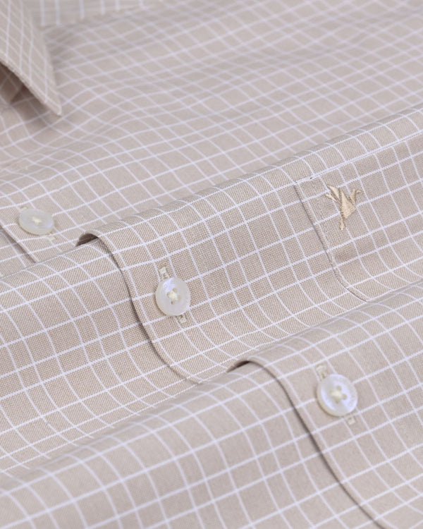 Sandal Brown & White Line Checks - Full-Cotton Rich