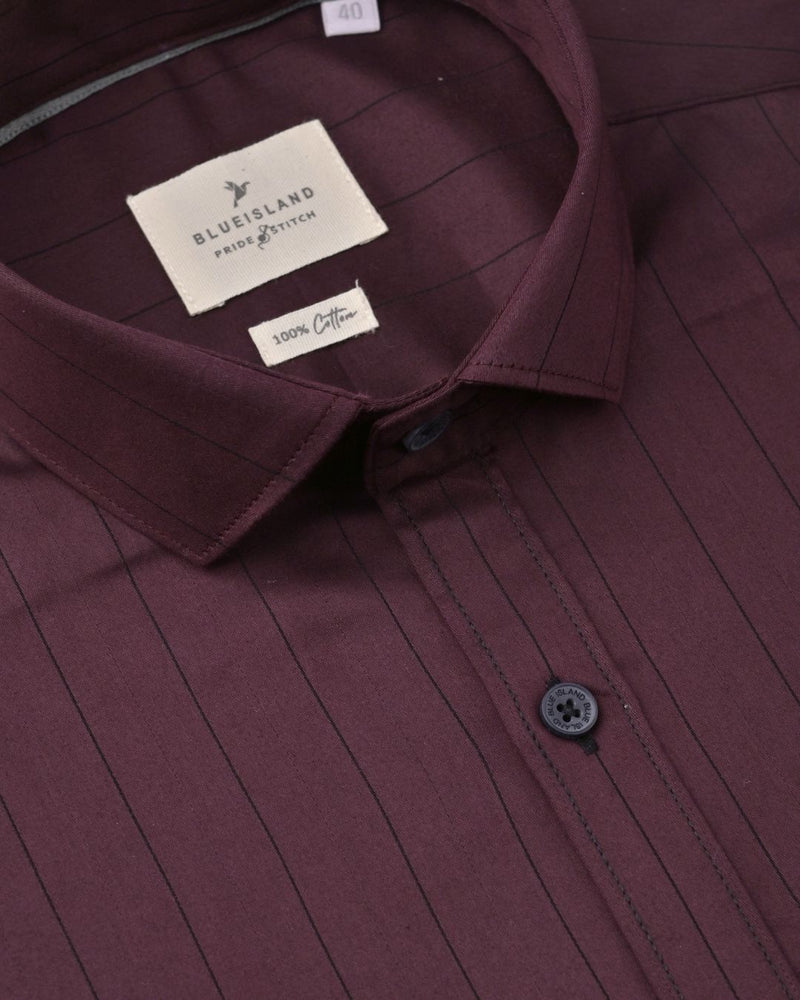 Dark Maroon Vertical Stripes -Full-Stain Proof