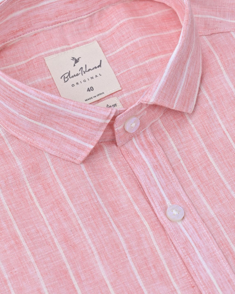 Tango Orange Line Stripes -Full-Bamboo Linen