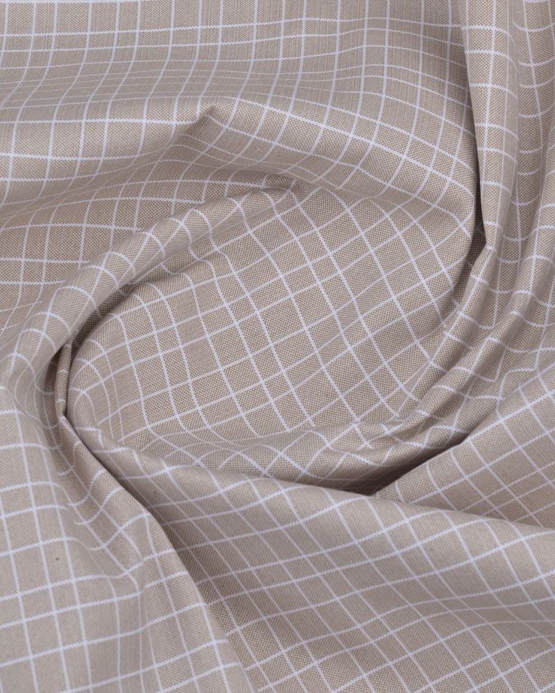 Sandal Brown & White Line Checks - Full-Cotton Rich