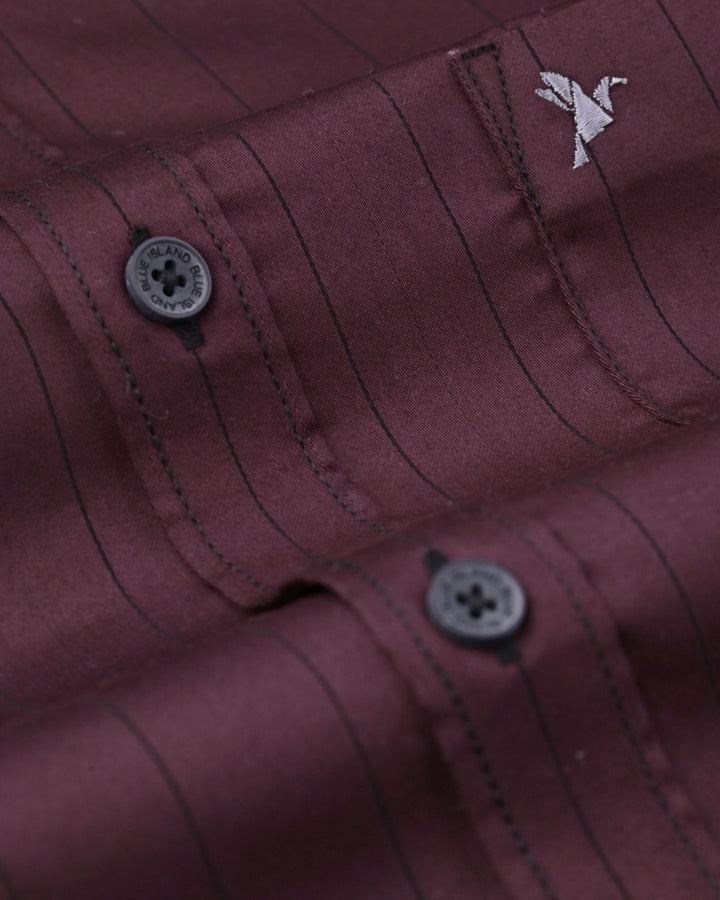 Dark Maroon Vertical Stripes -Full-Stain Proof