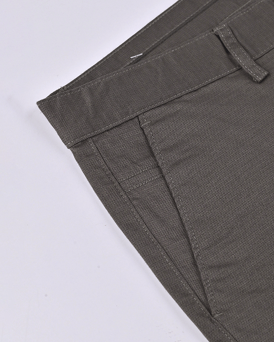 Olive Steel Printed - 2 way stretch - COTTON PANT