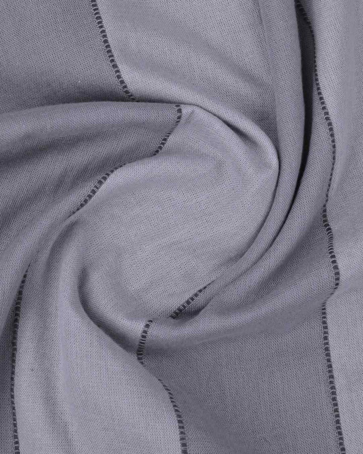 Silver & Grey Stripes-Full-Cotton Linen Shirt