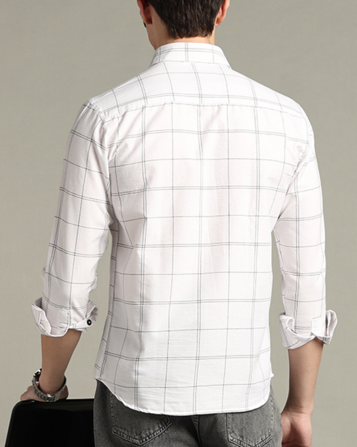 White Double Line Checks -Full-Stain Proof