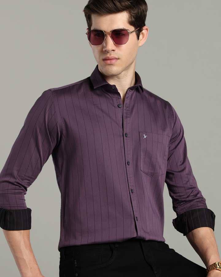 Dusty Violet Vertical Stripes -Full-Stain Proof