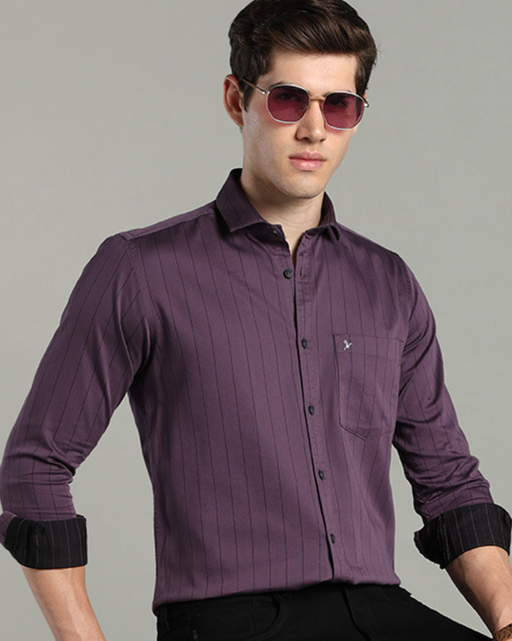 Dusty Violet Vertical Stripes -Full-Stain Proof