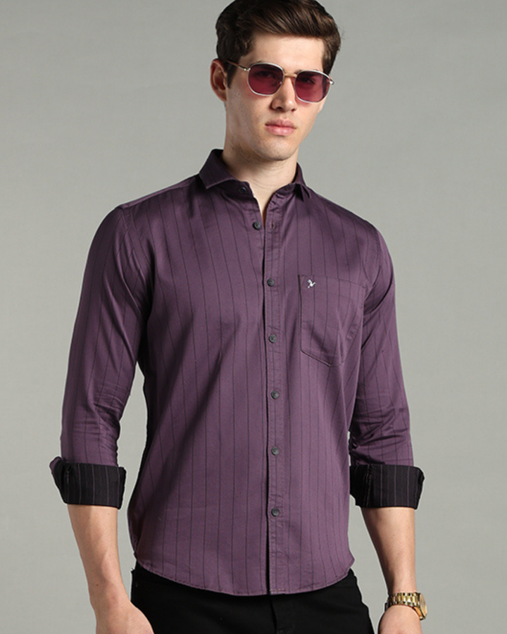 Dusty Violet Vertical Stripes -Full-Stain Proof