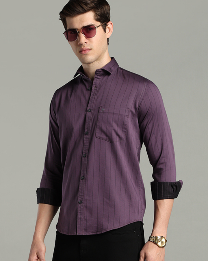 Dusty Violet Vertical Stripes -Full-Stain Proof