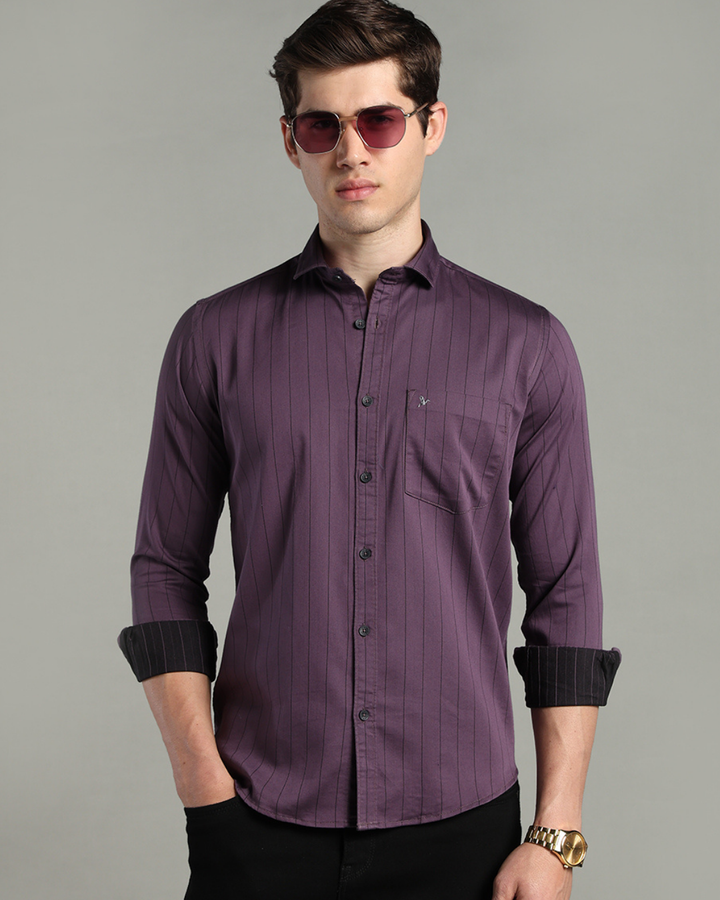 Dusty Violet Vertical Stripes -Full-Stain Proof