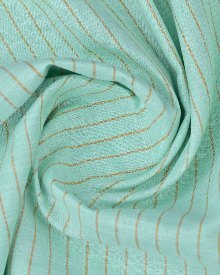 Turqouise Green & Orange Line Stripes -Full-Bamboo Linen