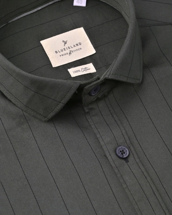 Forest Green Vertical Stripes -Full-Stain Proof