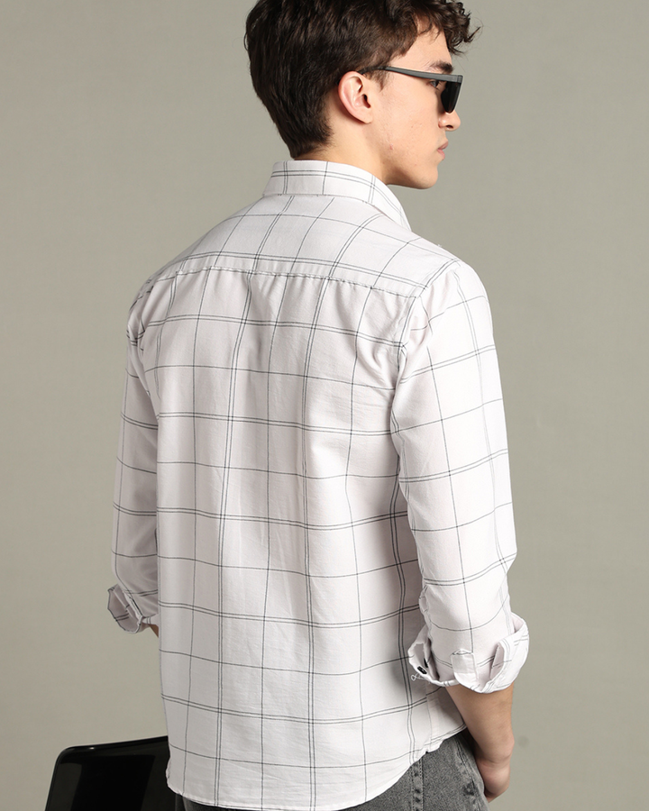 White Double Line Checks -Full-Stain Proof