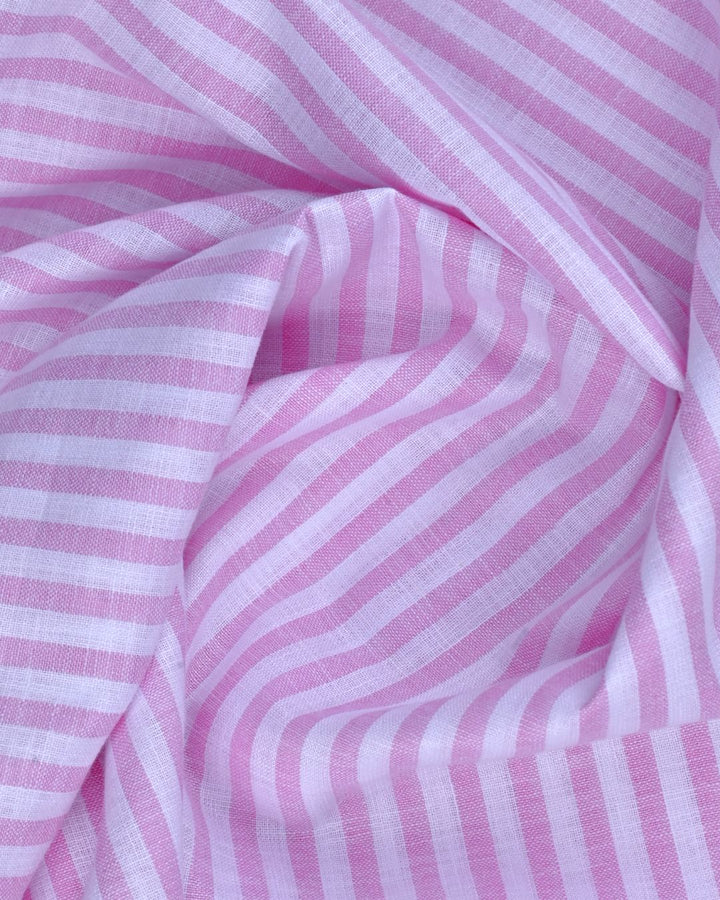 Mini Pink & White Stripes -Full-Bamboo Linen
