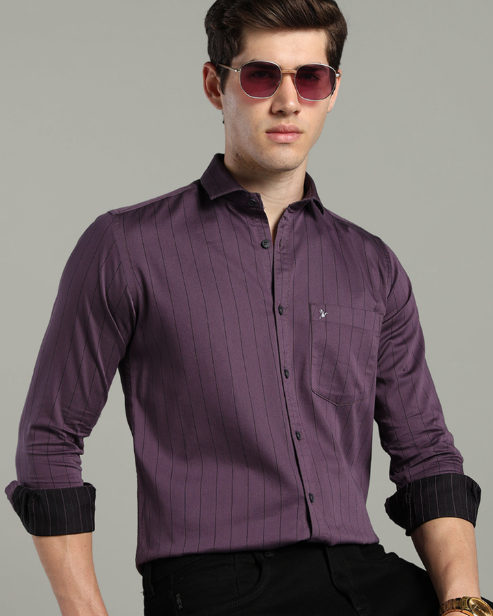 Dusty Violet Vertical Stripes -Full-Stain Proof