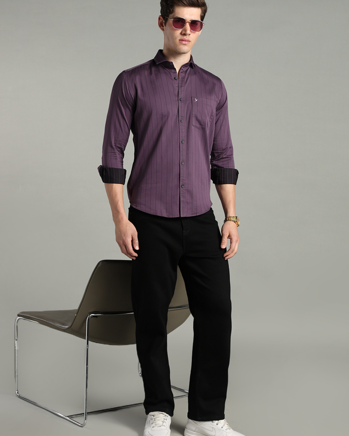 Dusty Violet Vertical Stripes -Full-Stain Proof
