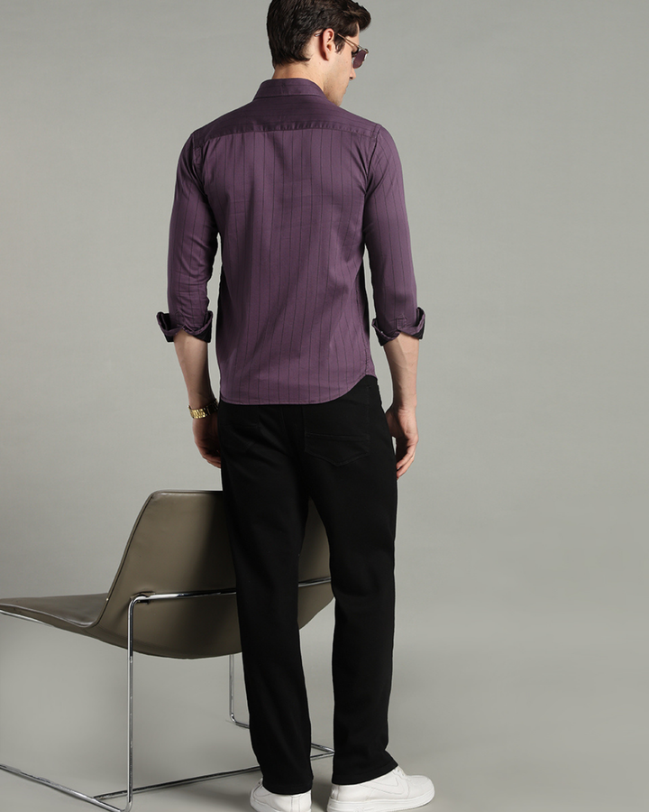 Dusty Violet Vertical Stripes -Full-Stain Proof
