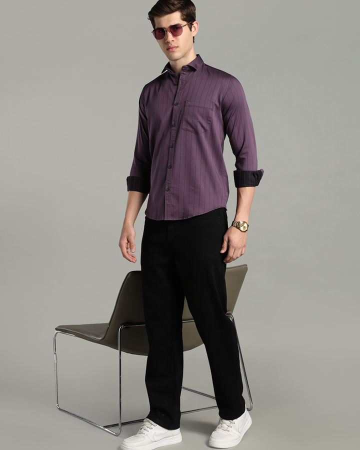 Dusty Violet Vertical Stripes -Full-Stain Proof