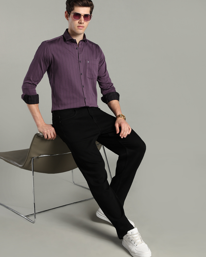 Dusty Violet Vertical Stripes -Full-Stain Proof