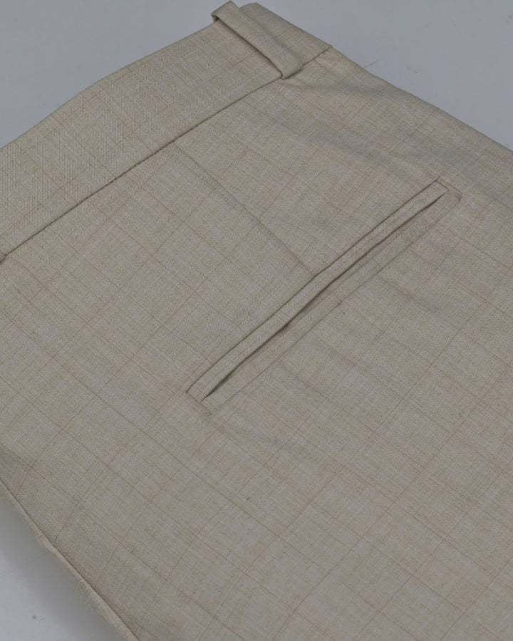Cream Square Checks - Wrinkle free Formal Pant