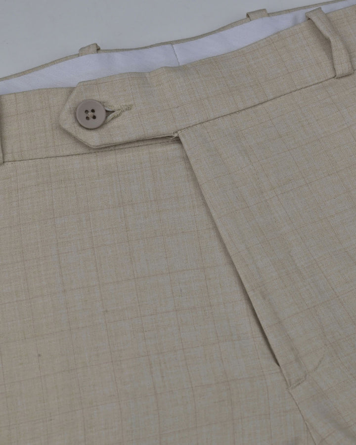 Cream Square Checks - Wrinkle free Formal Pant