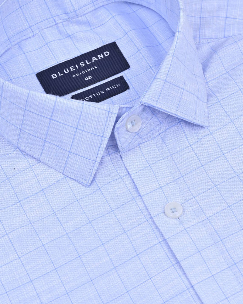 Retro Blue Checks- Full-Cotton Rich