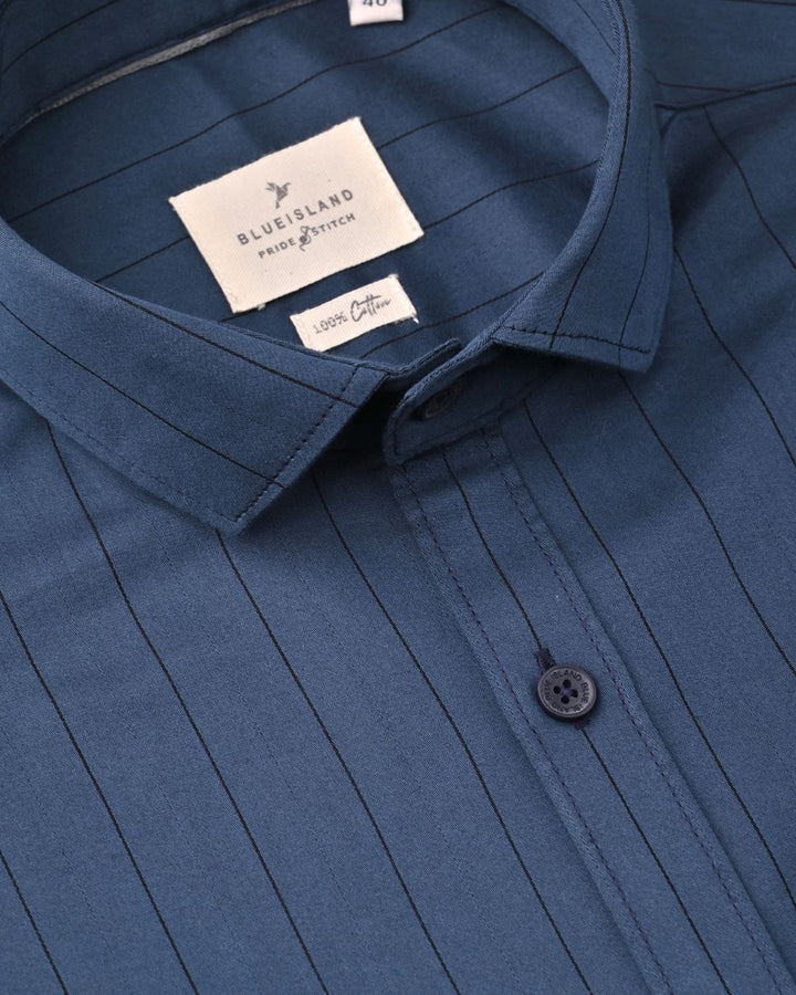 Dark Navy Vertical Stripes -Full-Stain Proof