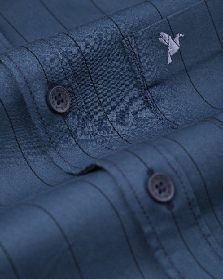 Dark Navy Vertical Stripes -Full-Stain Proof