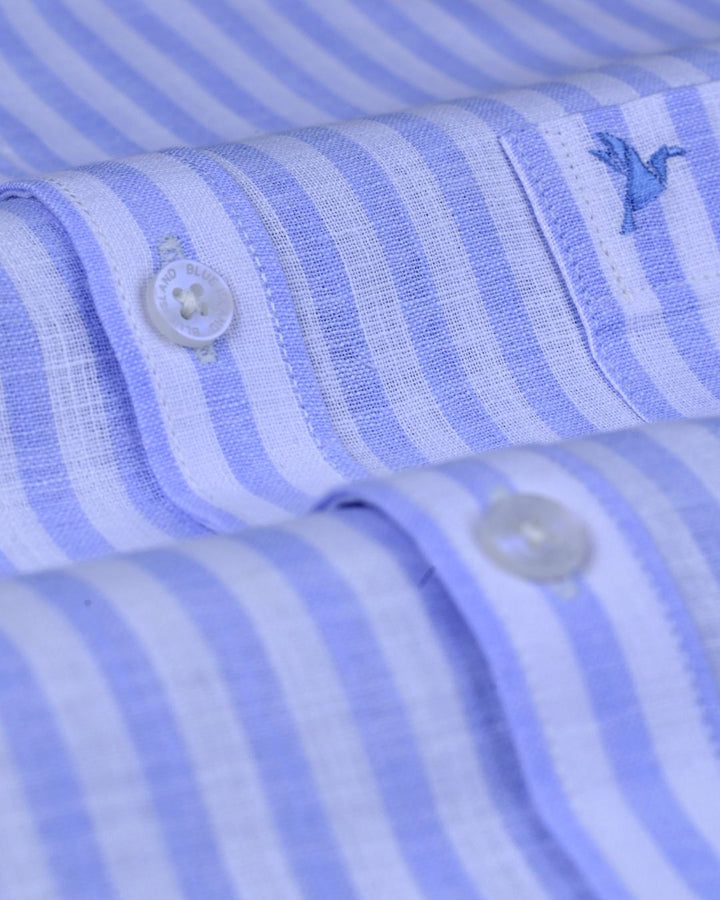 Mini Blue & White Stripes -Full-Bamboo Linen