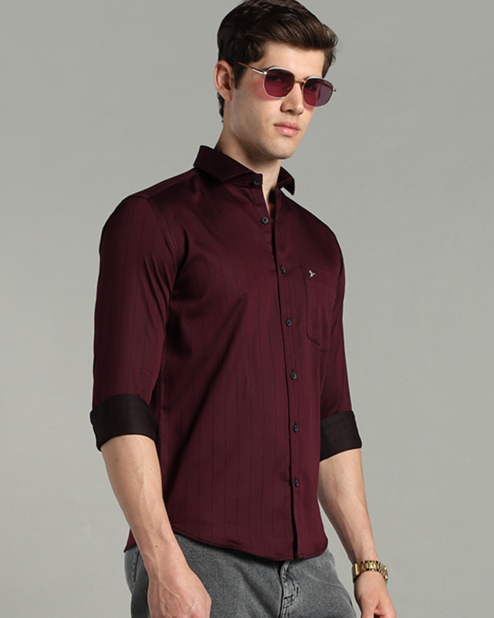 Dark Maroon Vertical Stripes -Full-Stain Proof
